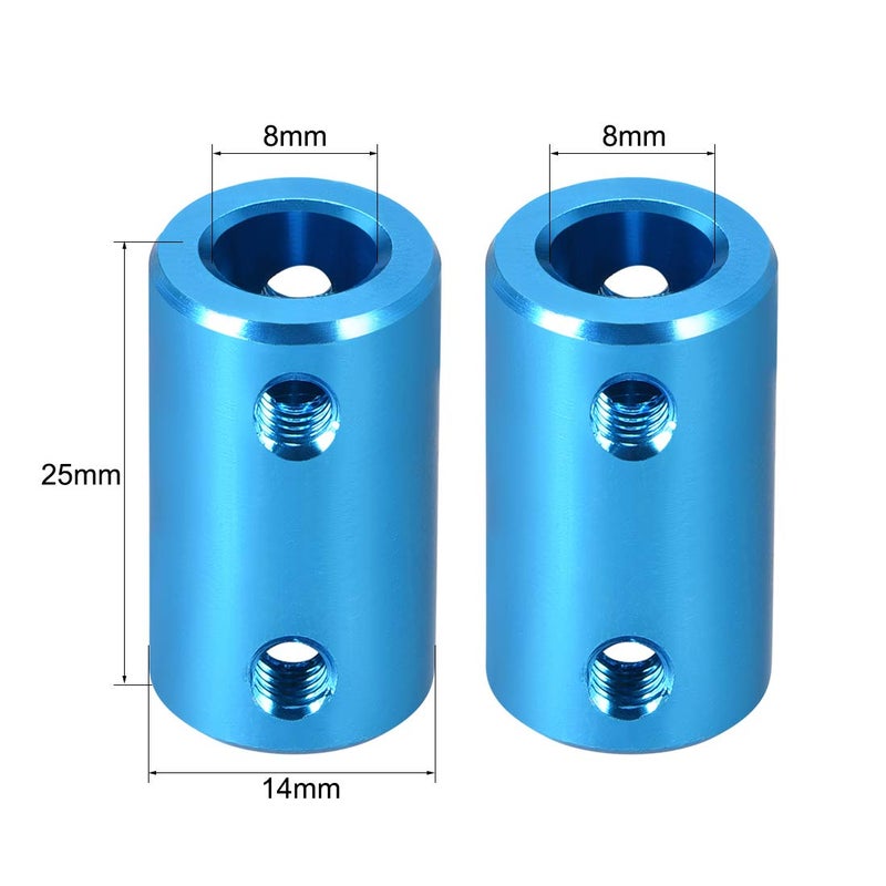 uxcell 8mm to 8mm Bore Rigid Coupling Set Screw L25XD14 Aluminum Alloy Shaft Coupler Connector for 3D Printers  Motor Accessories Blue 2pcs - Image 3
